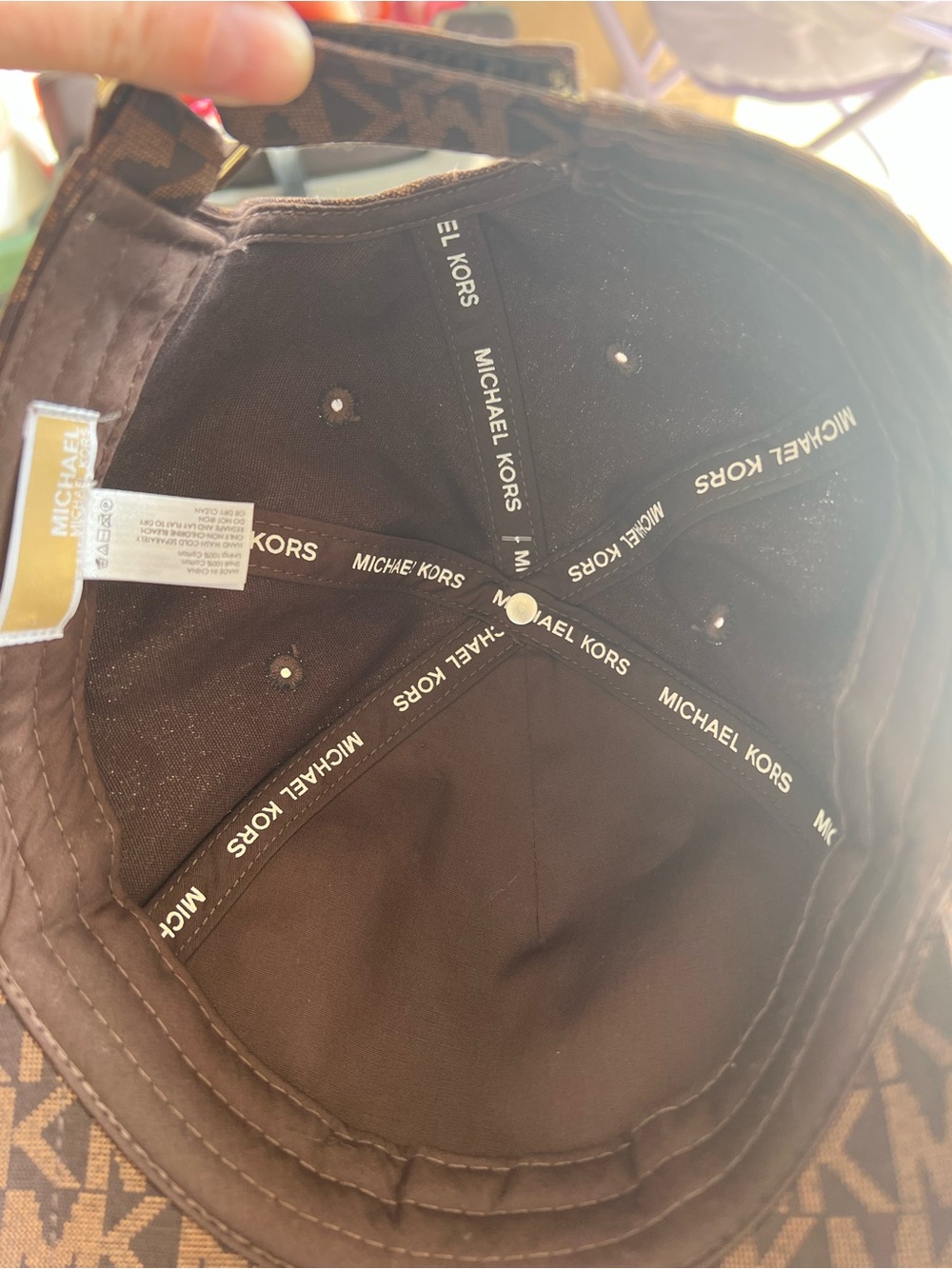 Michael Kors Dark Brown MK Monogram Baseball Cap - Picture 3 of 3